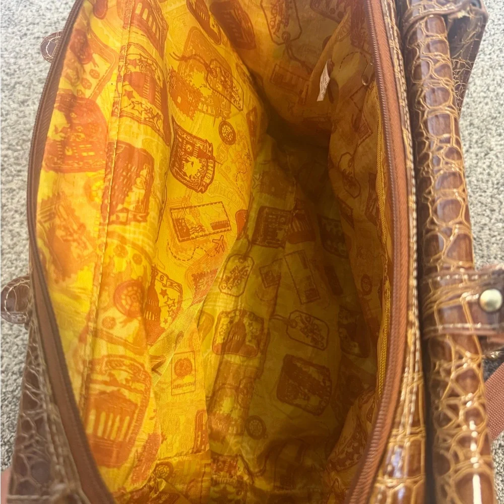 Samantha Brown Women's Orange and Brown Croc-Texture Tote Bag Carryon